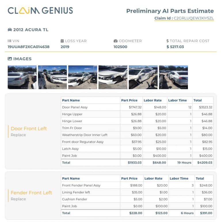 Claim Genius AI Auto Claims Salvage & Lease Recycling